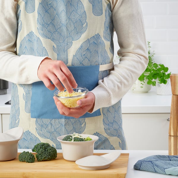 FÄRGKLAR oven/serving dish with lid, glossy beige, 13 cm, 2 pack