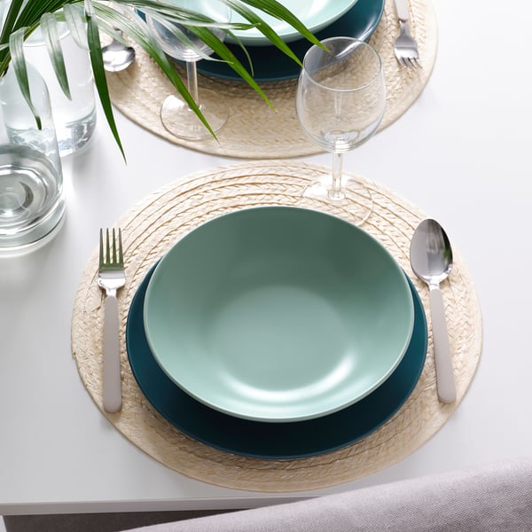 FÄRGKLAR 18-piece service, matt light turquoise