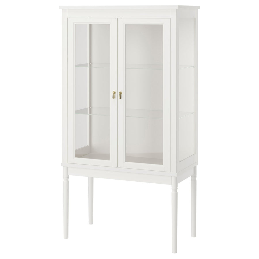 FÄRJKARL glass-door cabinet, off-white, 87.4x161.1x44.5 cm