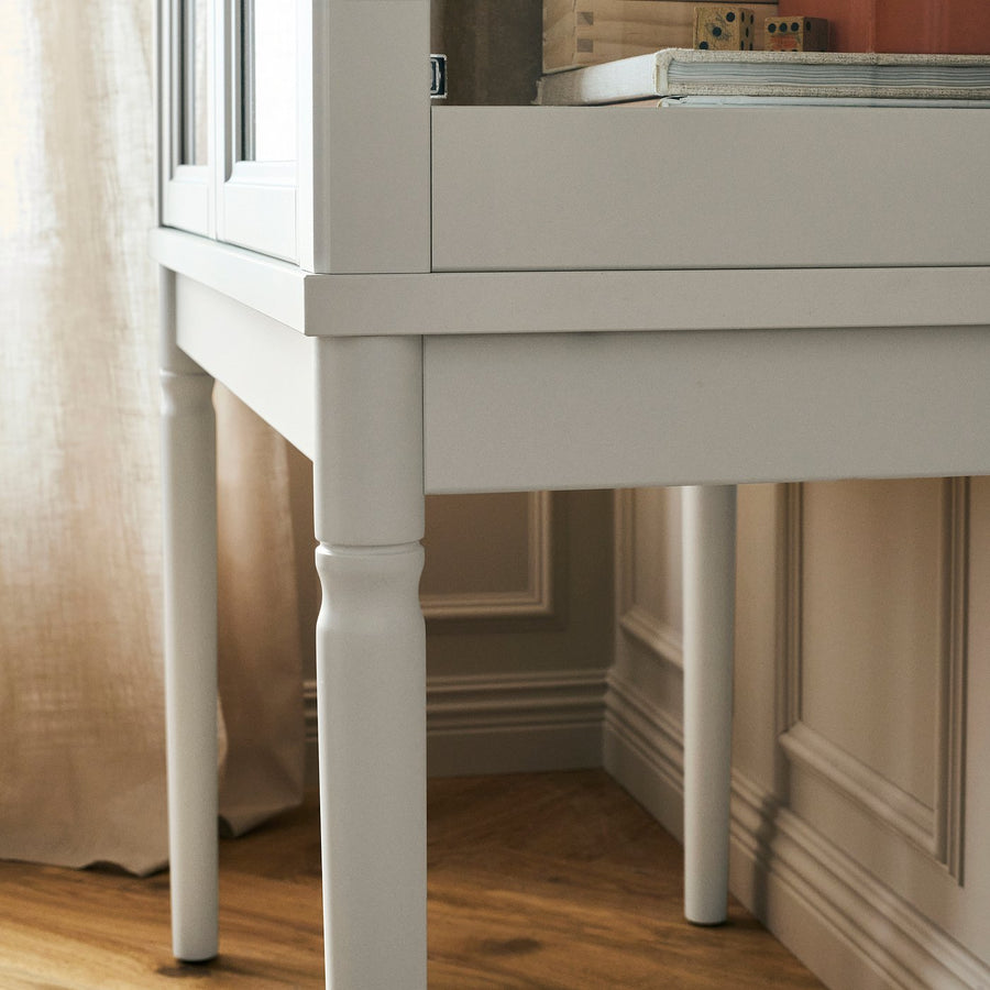 FÄRJKARL glass-door cabinet, off-white, 87.4x161.1x44.5 cm