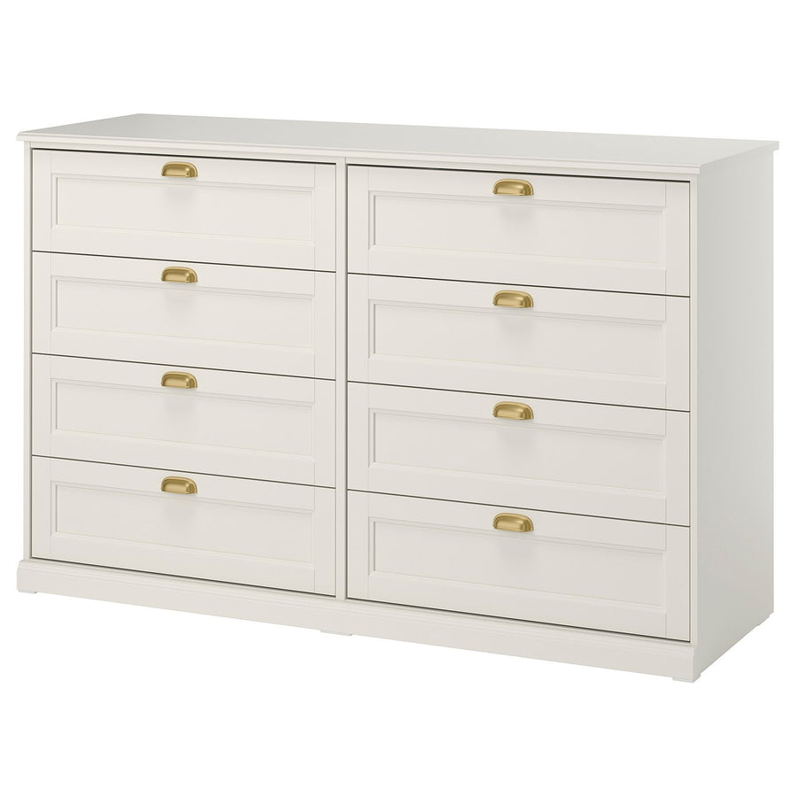 FÅGELFJÄLLET chest of 8 drawers, off-white, 160x51x101 cm