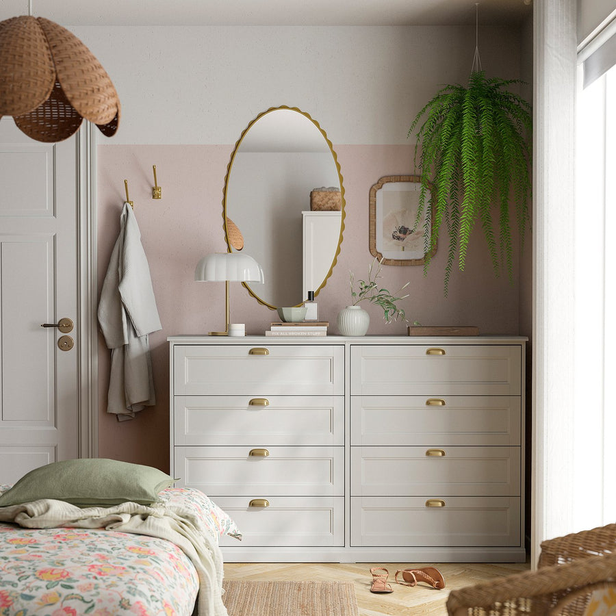 FÅGELFJÄLLET chest of 8 drawers, off-white, 160x51x101 cm