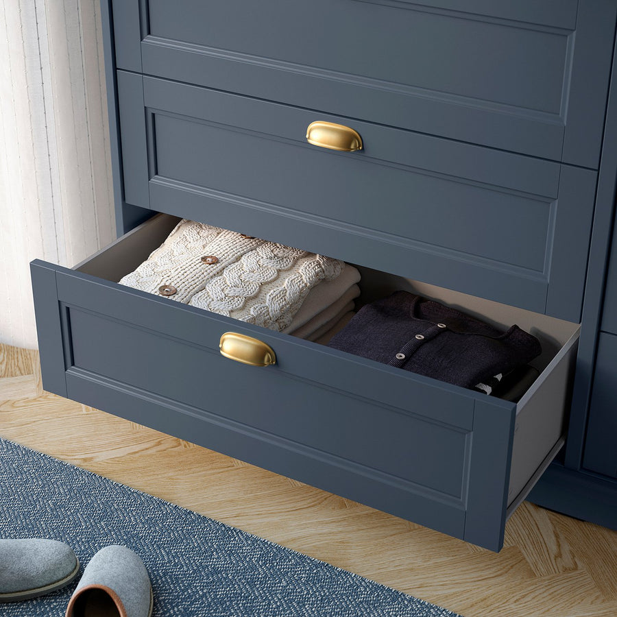 FÅGELFJÄLLET chest of 8 drawers, dark grey-blue, 160x51x101 cm