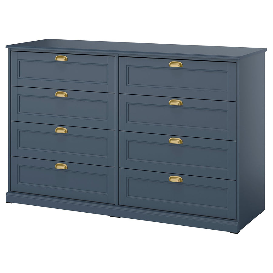 FÅGELFJÄLLET chest of 8 drawers, dark grey-blue, 160x51x101 cm