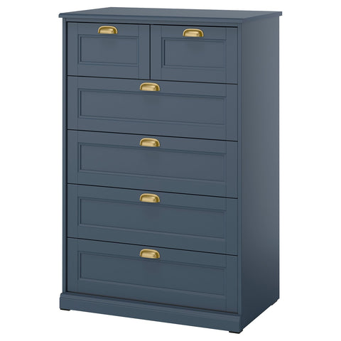 FÅGELFJÄLLET chest of 6 drawers, dark grey-blue, 82x51x123 cm