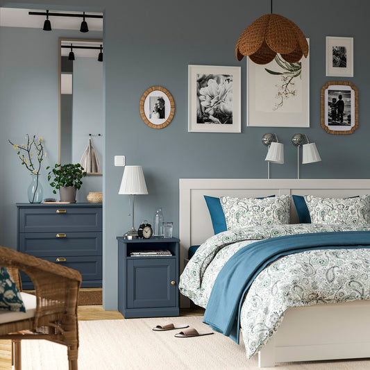 FÅGELFJÄLLET bedside table, dark grey-blue, 42x41x56 cm