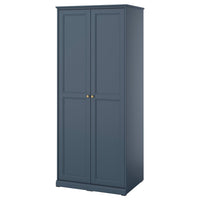 FÅGELFJÄLLET wardrobe with 2 doors, dark grey-blue, 82x60x194 cm