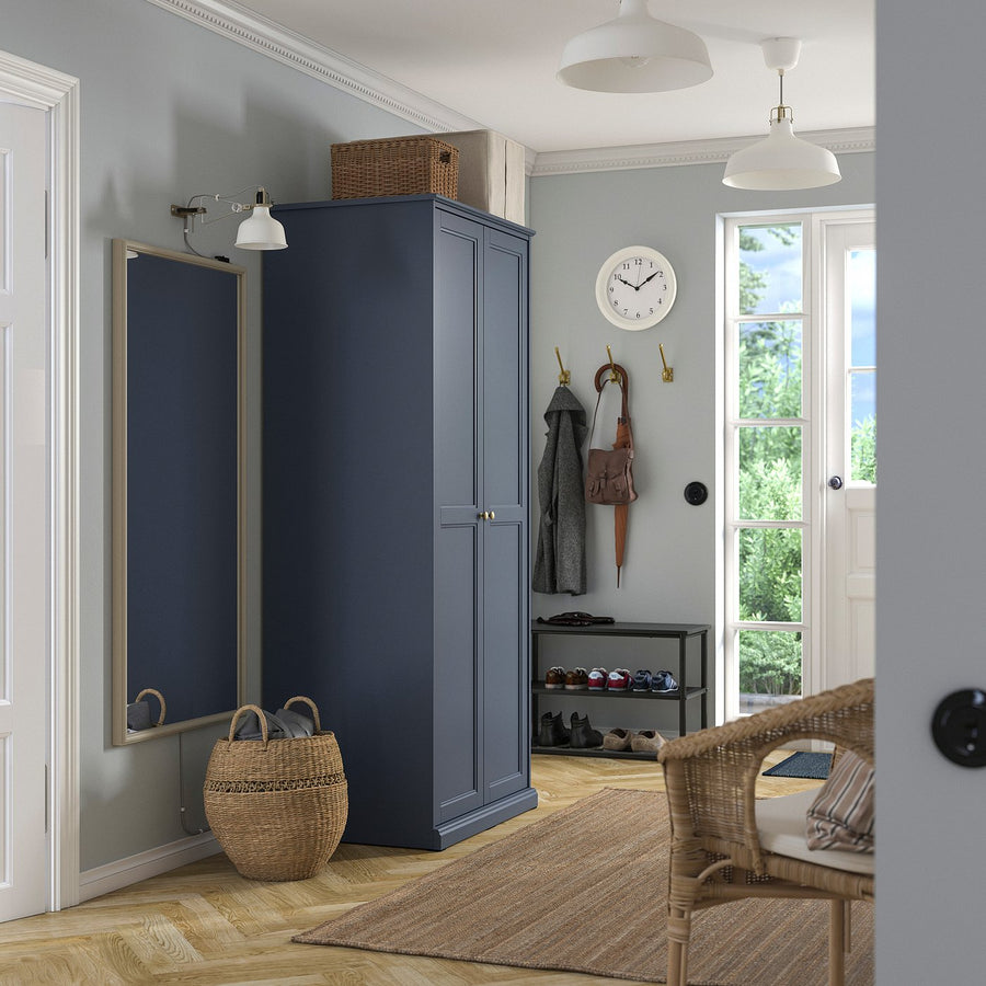 FÅGELFJÄLLET wardrobe with 2 doors, dark grey-blue, 82x60x194 cm