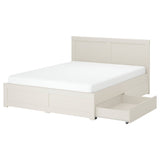 FÅGELFJÄLLET bed frame with 2 storage boxes, off-white/Lönset, 140x200 cm