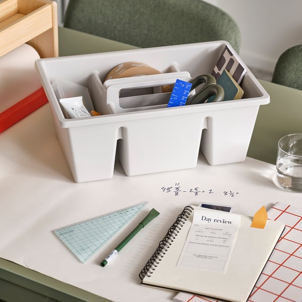 FÅNGGRÖDA insert with compartments, light grey, 35x24x14 cm