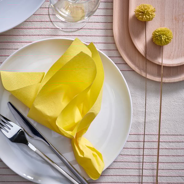 FANTASTISK paper napkin, yellow, 40x40 cm, 50 pack