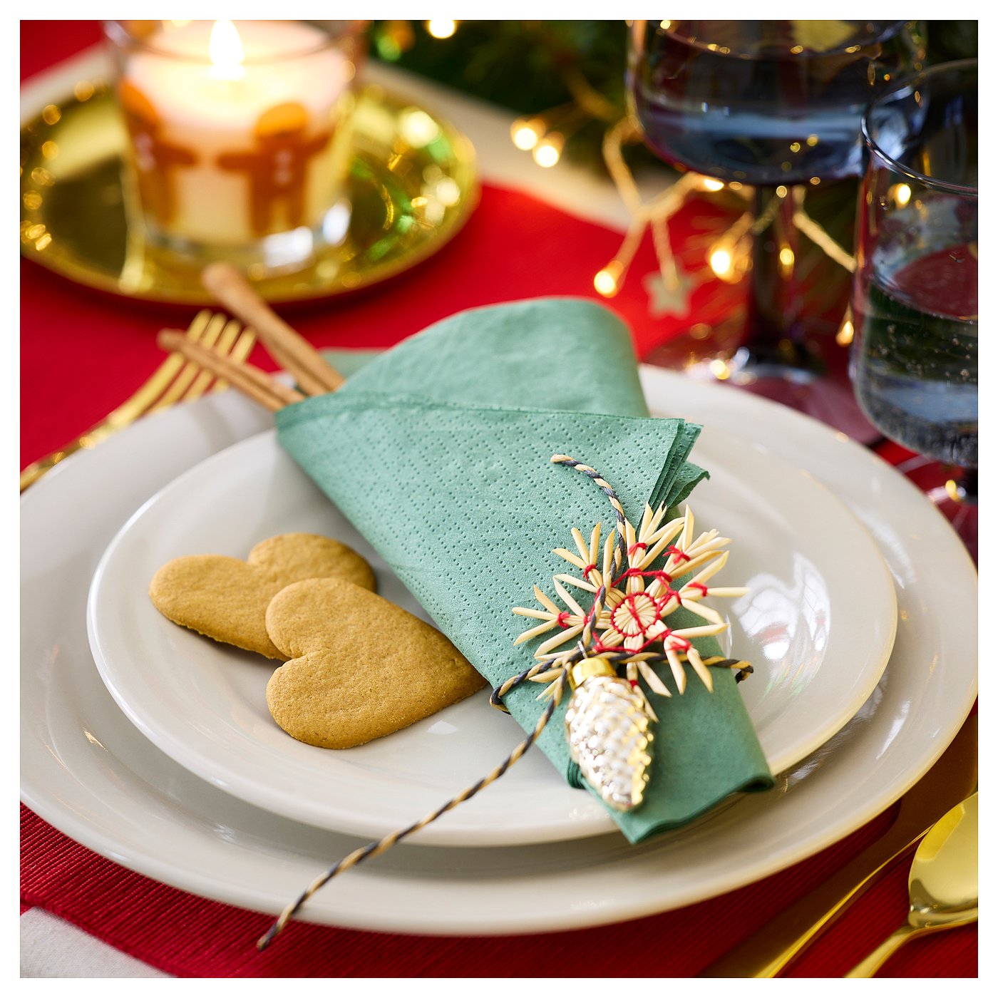 FANTASTISK paper napkin, green, 40x40 cm, 50 pack