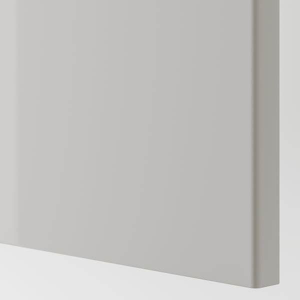 FARDAL door with hinges, high-gloss/light grey, 50x229 cm