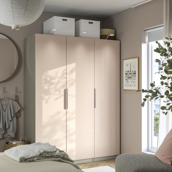 FARDAL door with hinges, high-gloss light orange, 50x195 cm