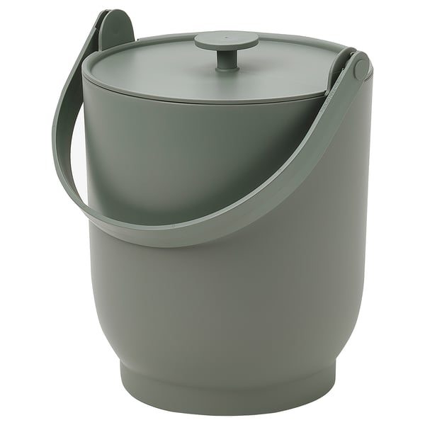 FARMARKVAST bin with lid for organic waste, grey-green, 4 l