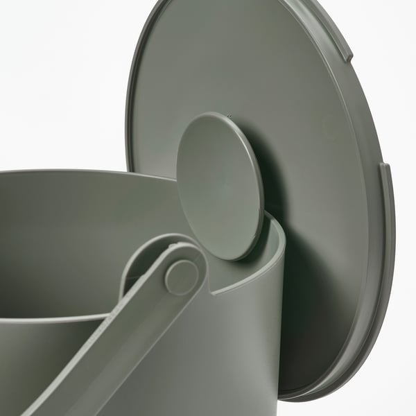 FARMARKVAST bin with lid for organic waste, grey-green, 4 l