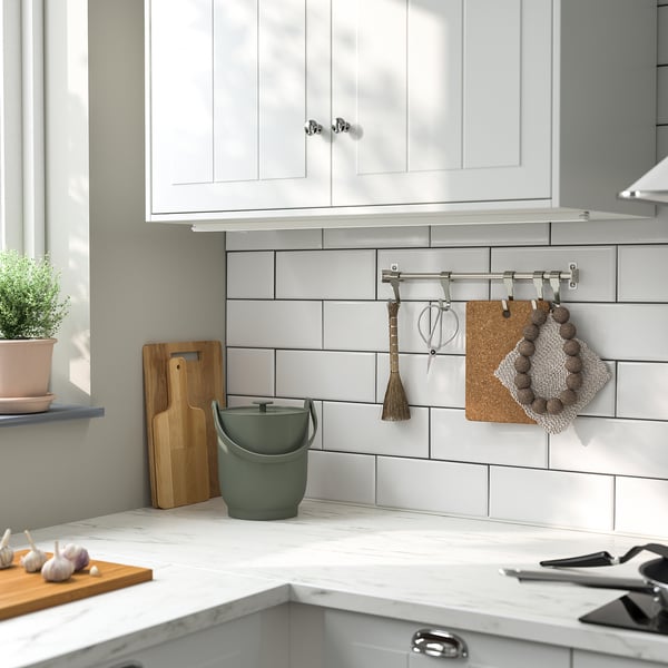 FARMARKVAST bin with lid for organic waste, grey-green, 4 l