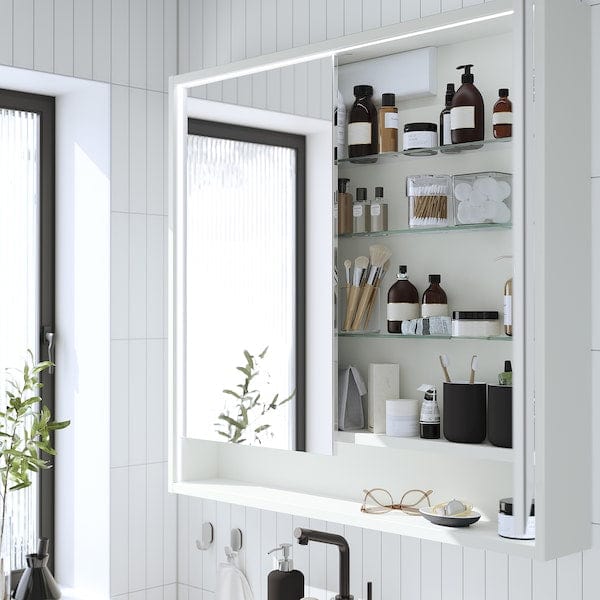 Ikea FAXÄLVEN - Mirror cabinet w built-in lighting, white, 100x15x95 cm