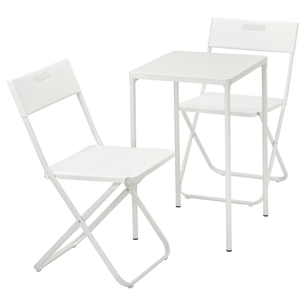FEJAN table+2 folding chairs, outdoor, white/white