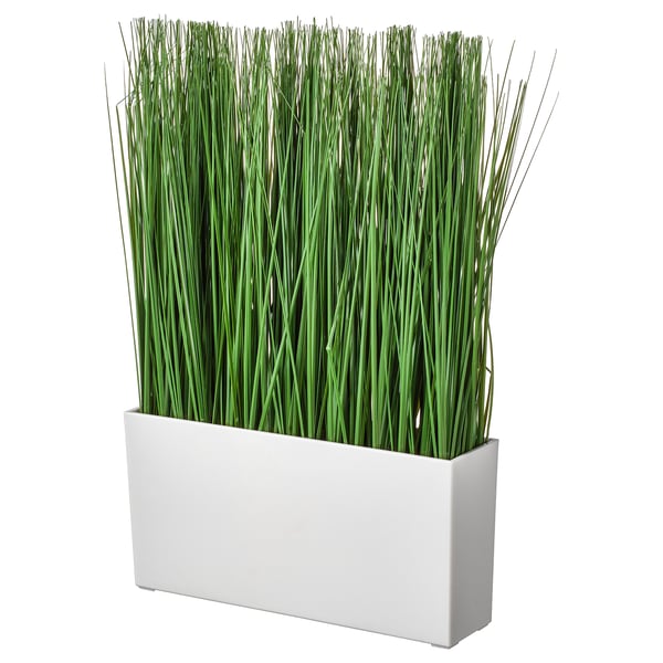 FEJKA artificial potted plant with pot, in/outdoor grass, 28x7 cm