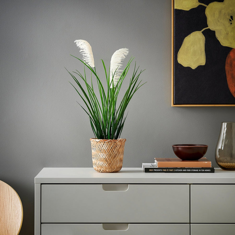 FEJKA artificial potted plant, in/outdoor/grass, 12 cm