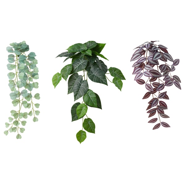 FEJKA artificial plant with wall holder, in/outdoor/green/lilac