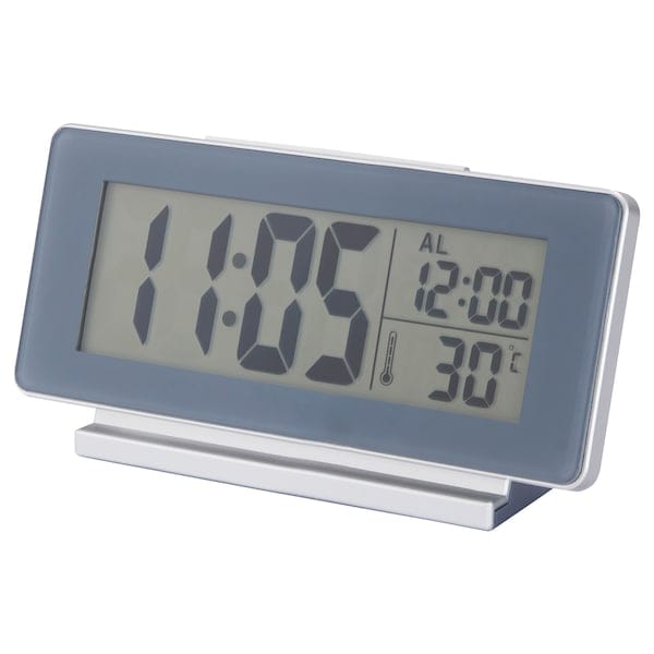 Ikea FILMIS - Clock/thermometer/alarm, low-voltage/grey, 16.5x9 cm