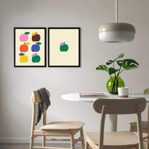FISKBO frame with poster, apple game, 40x50 cm, 2 pack