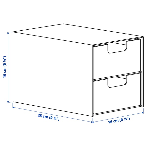 FJÄDERHARV mini chest with 2 drawers, anthracite, 16x25 cm