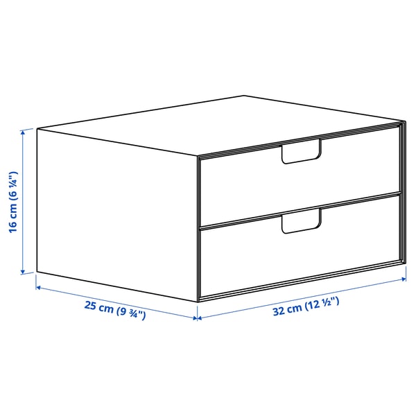 FJÄDERHARV mini chest with 2 drawers, anthracite, 32x25 cm