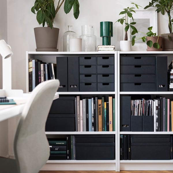 FJÄDERHARV mini chest with 2 drawers, anthracite, 32x25 cm