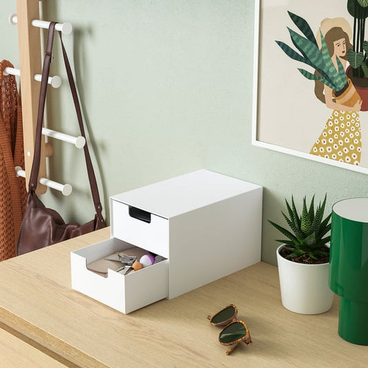 FJÄDERHARV mini chest with 2 drawers, white, 16x25 cm