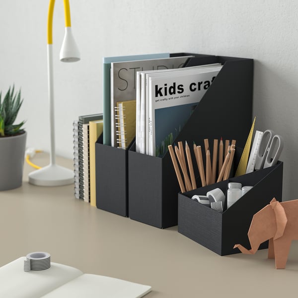 FJÄDERHARV desk organiser, anthracite, 16x16 cm