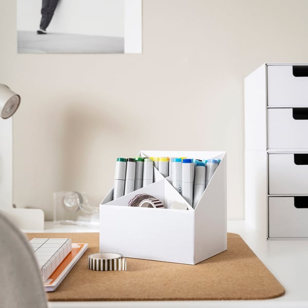 FJÄDERHARV desk organiser, white, 16x16 cm