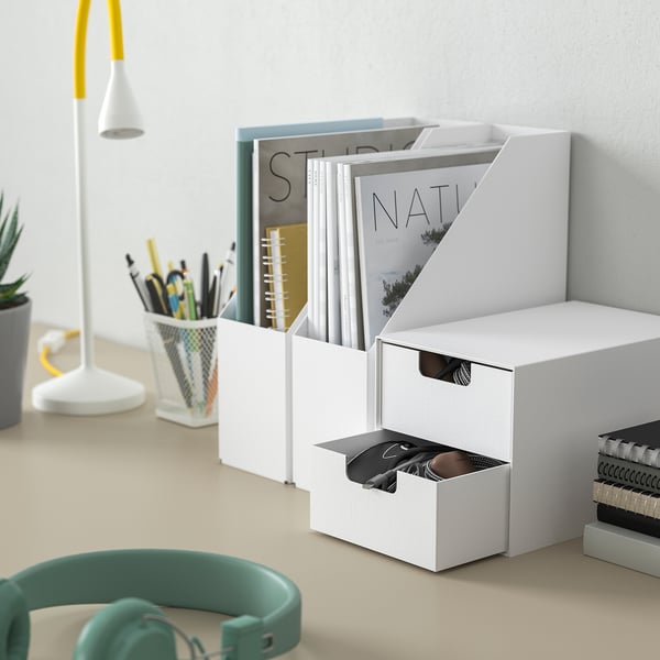 FJÄDERHARV magazine file, white, 10x31x25 cm