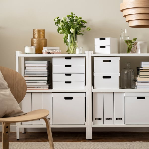 FJÄDERHARV magazine file, white, 10x31x25 cm