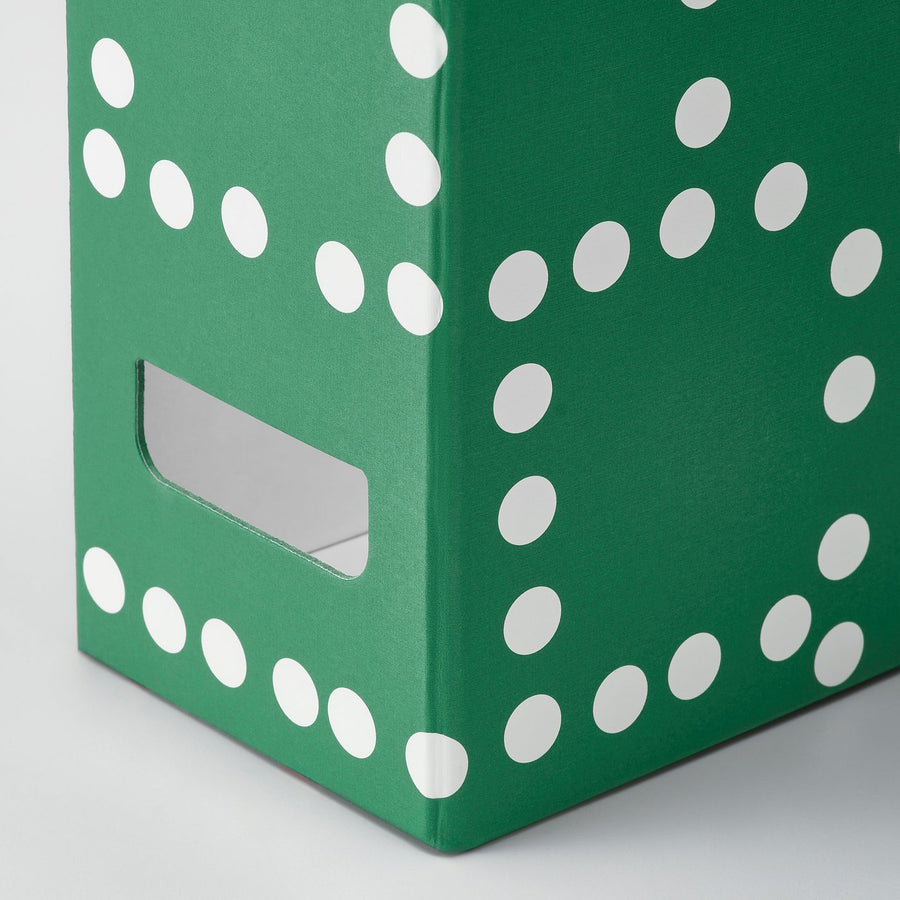 FJÄDERHARV magazine file, green/dotted, 10x31x25 cm, 2 pack