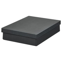 FJÄDERHARV storage box with lid, anthracite, 25x35x8 cm