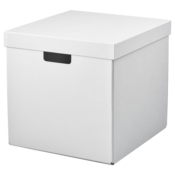 FJÄDERHARV storage box with lid, white, 32x35x31 cm