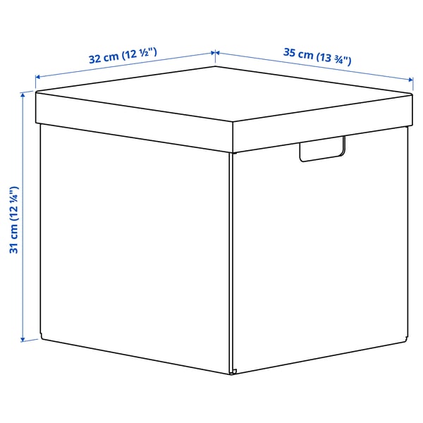 FJÄDERHARV storage box with lid, white, 32x35x31 cm