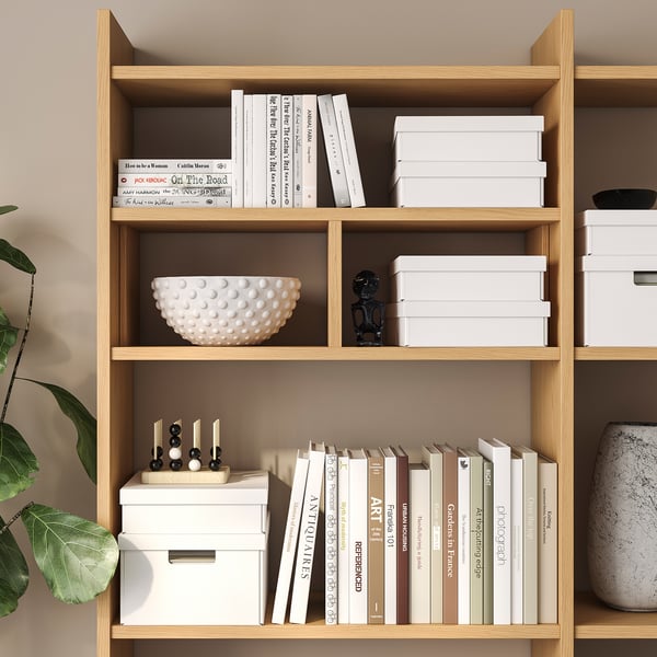 FJÄDERHARV storage box with lid, white, 25x35x8 cm