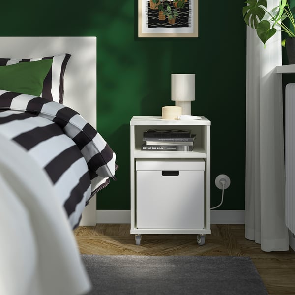 FJÄDERHARV storage box with lid, white, 32x35x31 cm