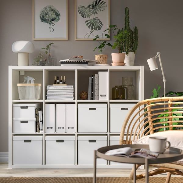 FJÄDERHARV storage box with lid, white, 32x35x31 cm