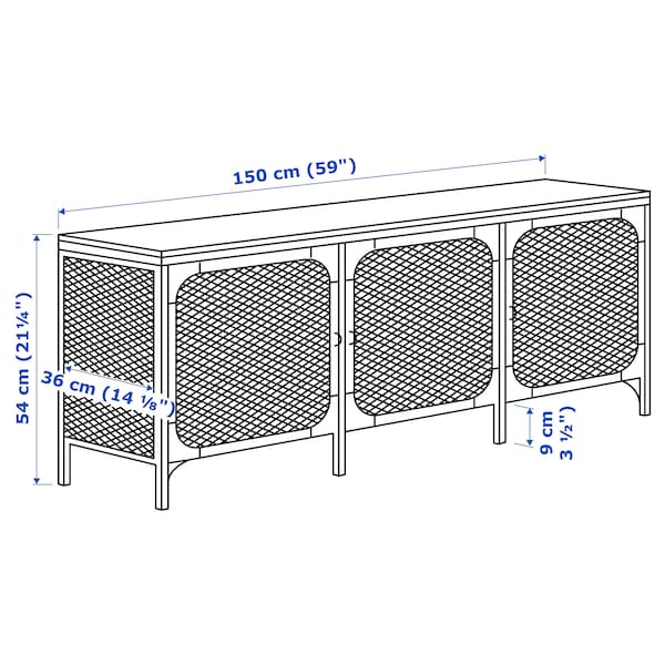 Ikea FJÄLLBO - TV storage combination, black, 250x36x95 cm