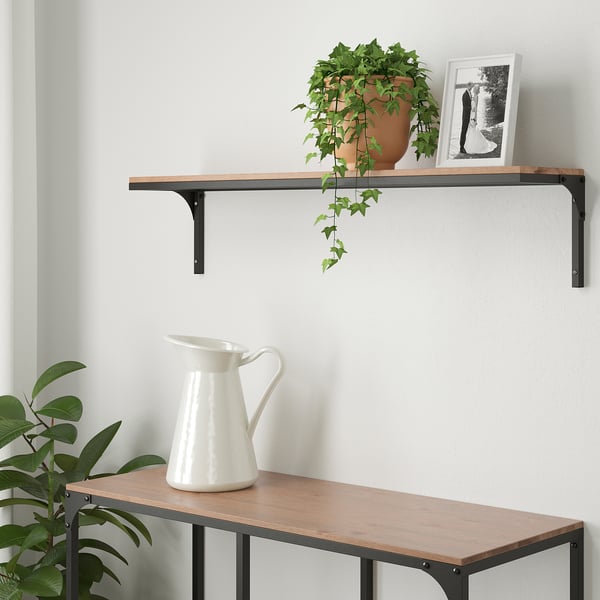 FJÄLLBO wall shelf, black, 101x20 cm