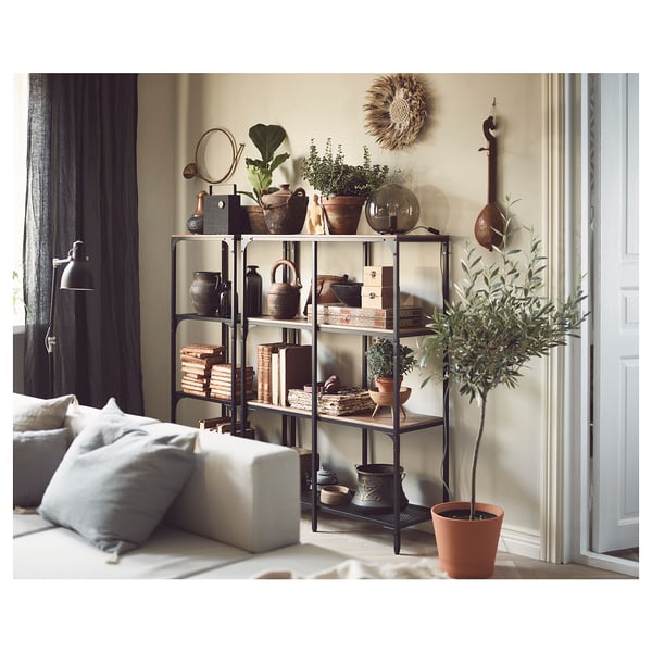 FJÄLLBO shelving unit, black, 100x136 cm