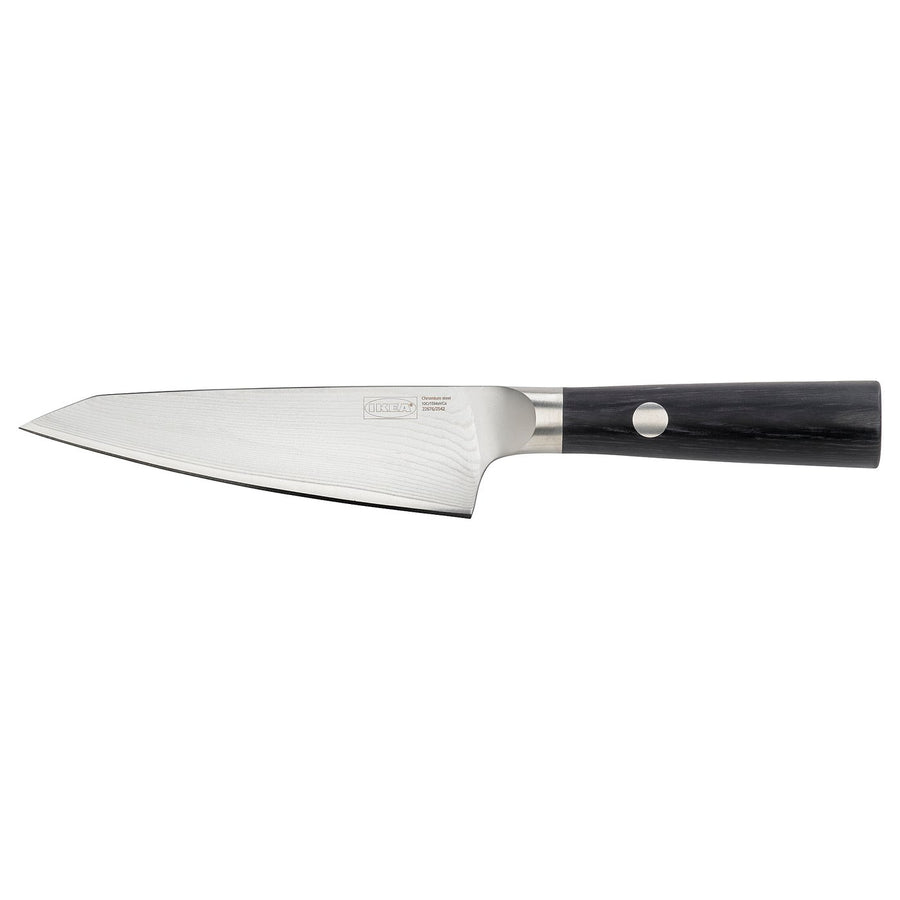 FJÄLLRÖDING utility knife, damascus steel/black, 14 cm
