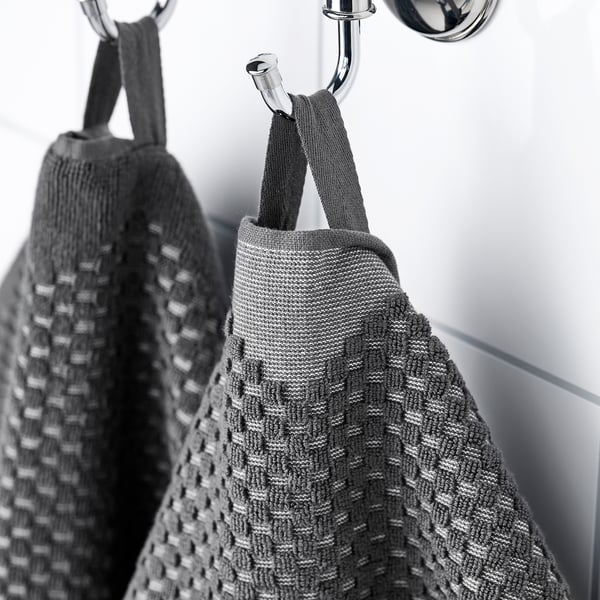 FJÄLLSTARR bath sheet, dark grey, 100x150 cm