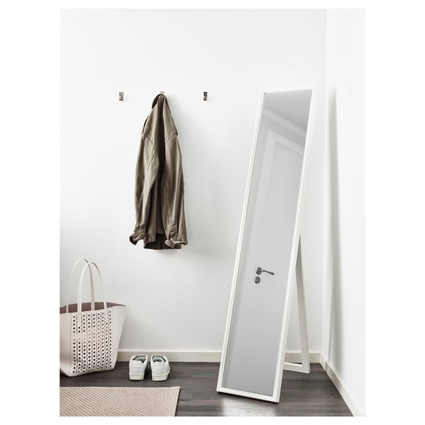 FLAKNAN standing mirror, white, 30x150 cm