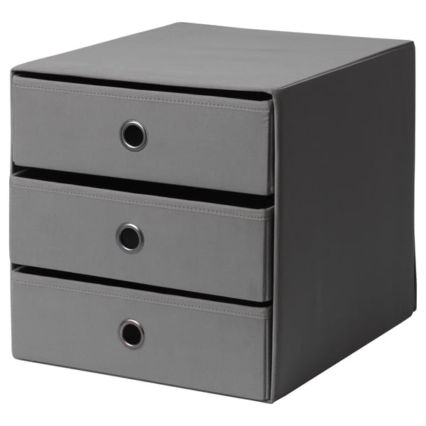 FLARRA mini chest with 3 drawers, dark grey, 33x38 cm